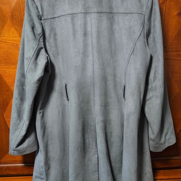 HALSTON Microfiber Zipper Coat with Matching Faux Fur Scarf Wrap - Picture 6 of 15